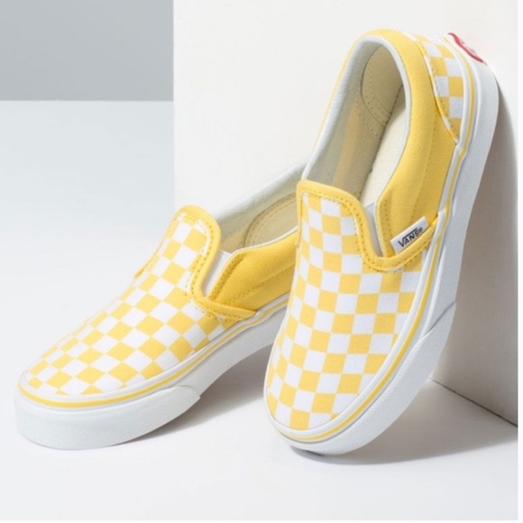Vans Other - Vans Off The Wall Yellow And White Checkerboard Classic Slip On Skate Shoes